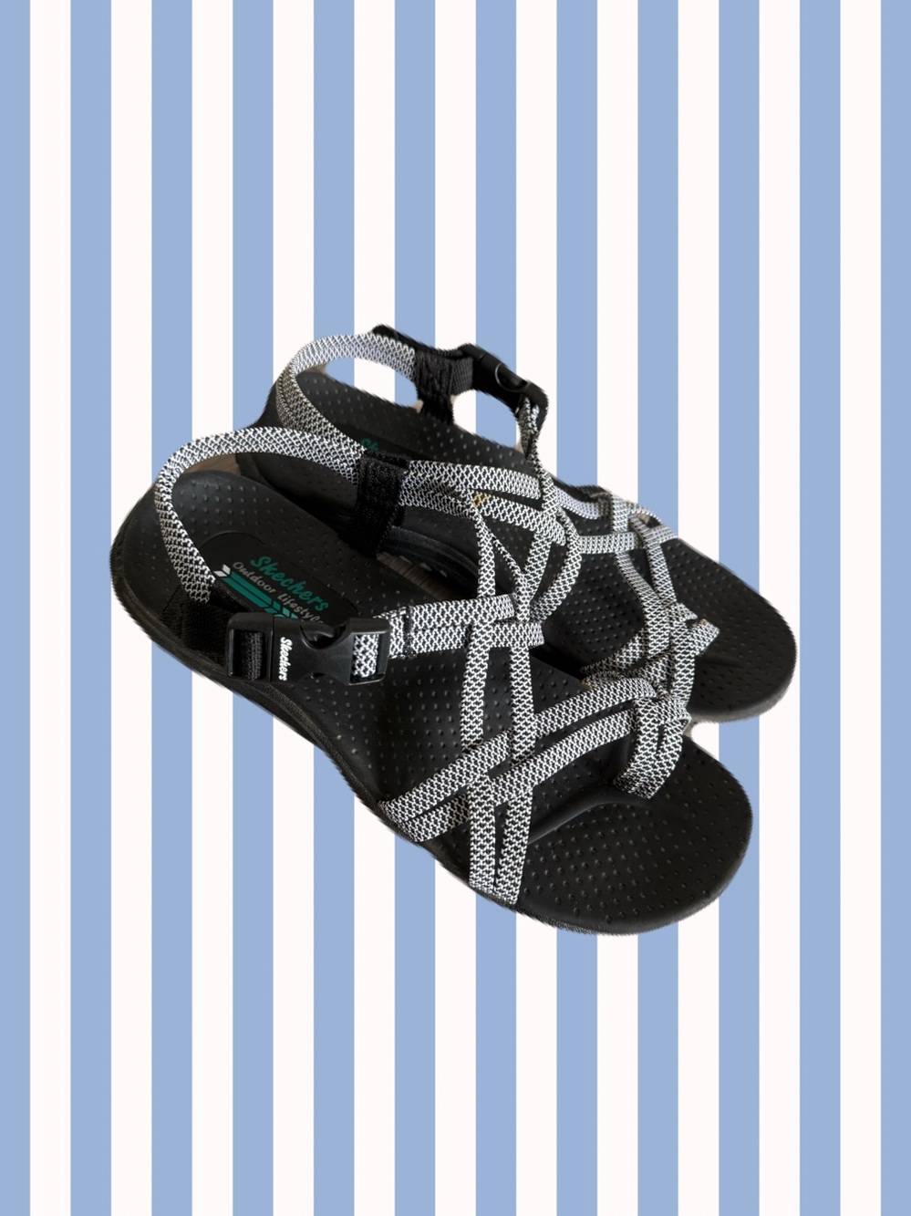 Skechers Raggae Sandals Black and White Size 6.5 #granola #sunmer